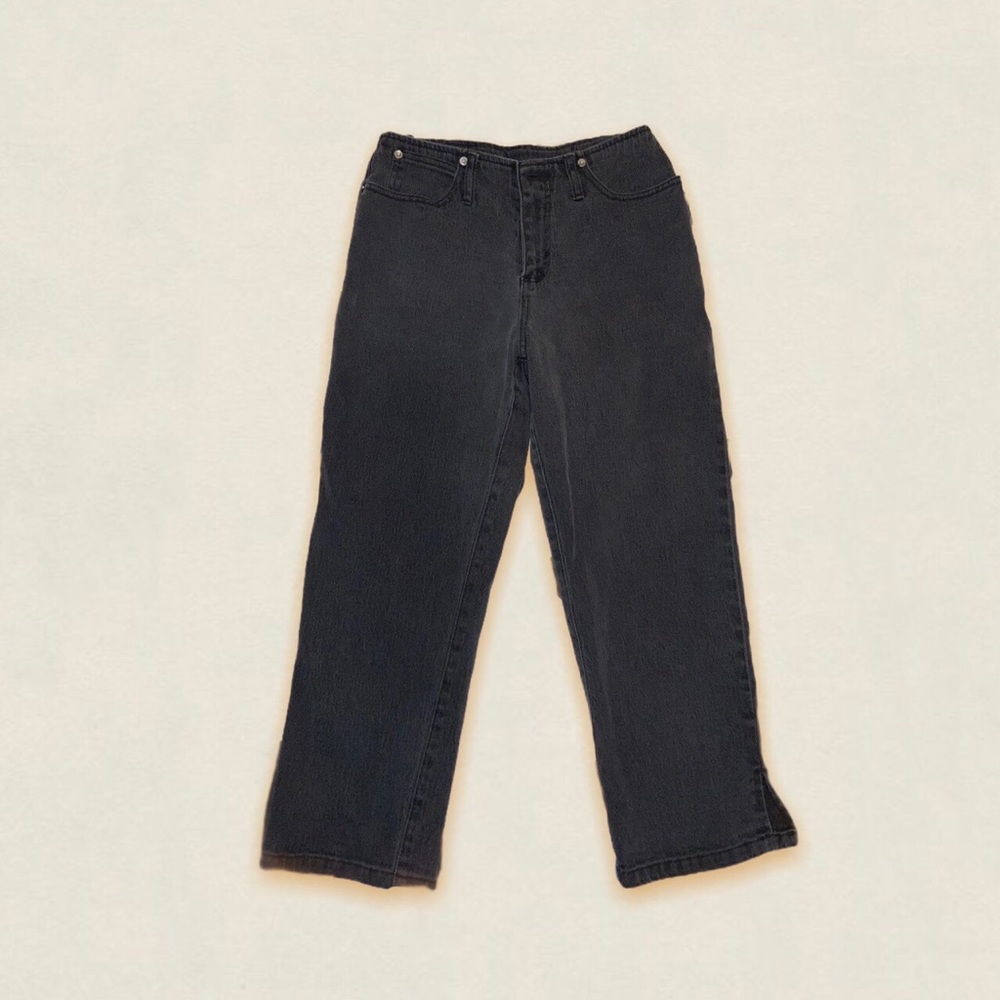 Vintage Faded black mid rise cropped jeans